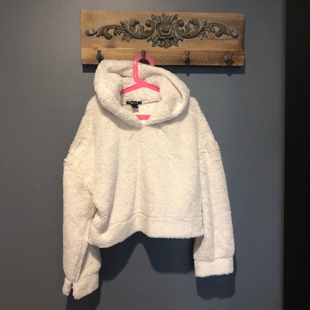 Super soft furry hoodie in off white (Athleisure)